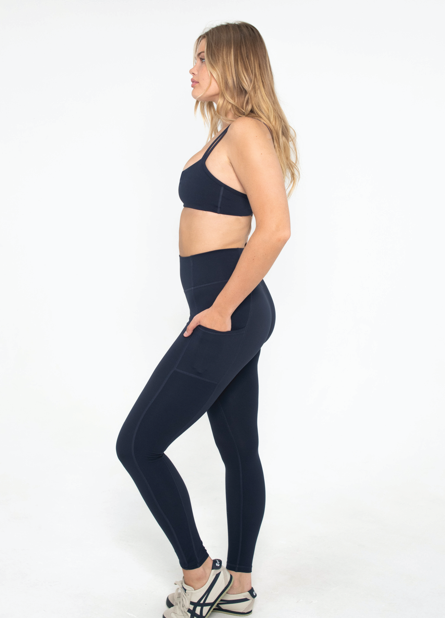 Navy leggings with pockets sales