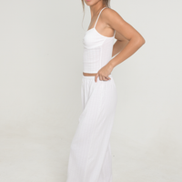 Pointelle Ruched Tank - White