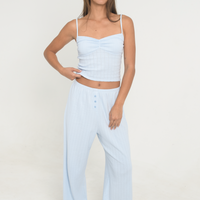 Pointelle Ruched Tank - Baby Blue