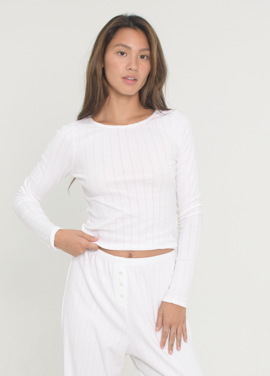 Pointelle Long Sleeve - White