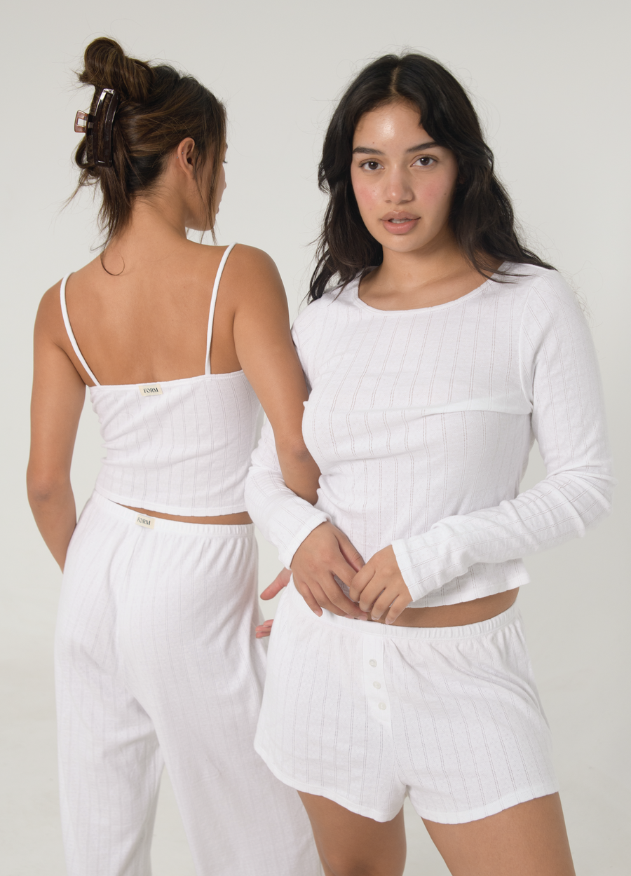 Pointelle Long Sleeve - White