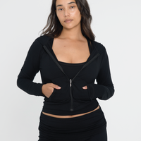 Fitted Zip Up Jacket - Black