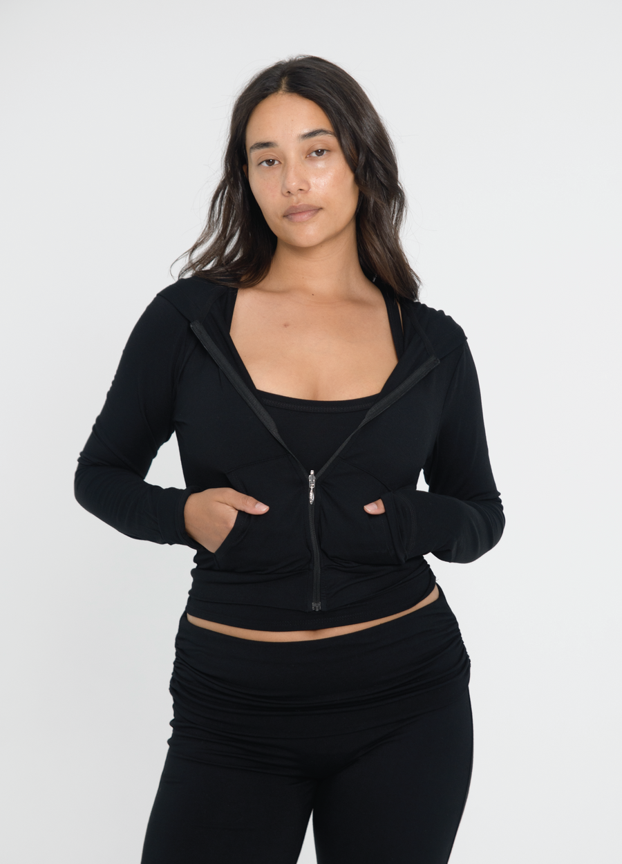 Fitted Zip Up Jacket Black FORM